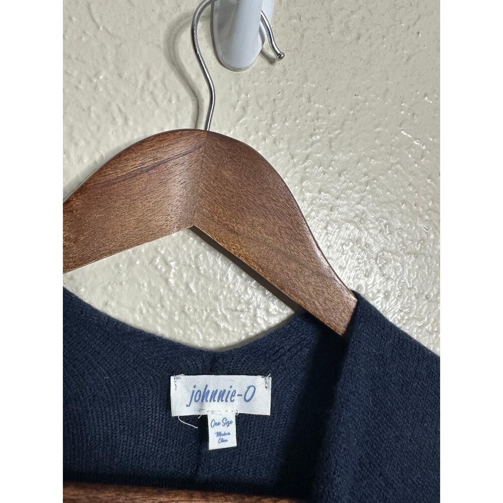 johnnie-O Louisa Wool Cashmere Draped Wrap Poncho Cardigan One Size Navy - Picture 3 of 9